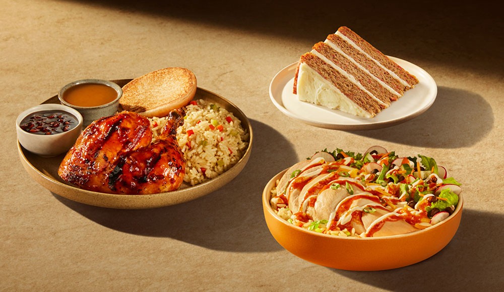 St-Hubert Grilled Chicken, Roasted Chicken St-Hub Bowl and Carrot Cake