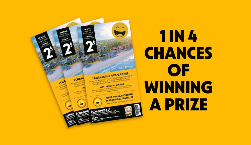 Scratch Card and mention of 1 in 3 chances of winning a prize!