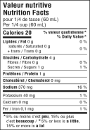 Valeur nutritive de la sauce à sandwich hot chicken