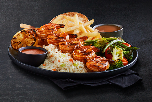 Brochette de crevettes chez St-Hubert